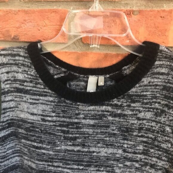 Anthropology SI-IAE Cashmere Sweater Top CutOut Soft ColorBlock Gray Black Green - Picture 13 of 16